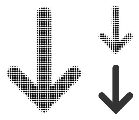 Down Arrow Halftone Dotted Icon Stock Illustration
