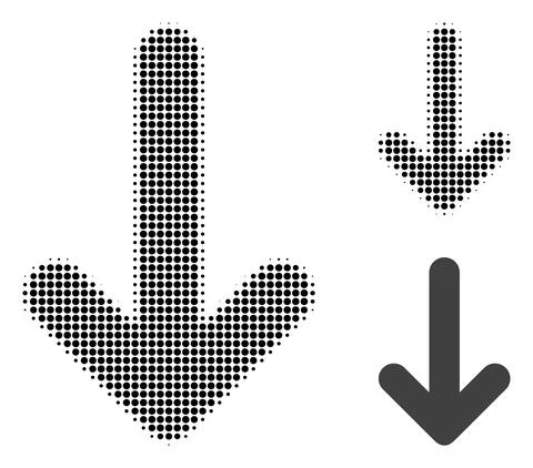 Down Arrow Halftone Dotted Icon Stock Illustration