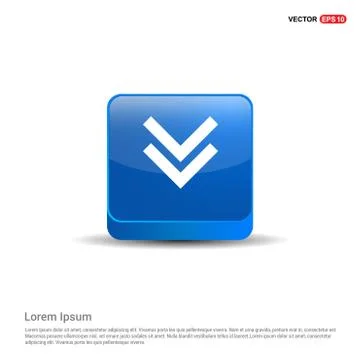 Down Arrow Icon - 3d Blue Button Stock Illustration