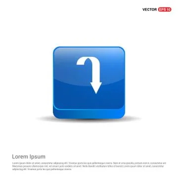 Down Arrow Icon - 3d Blue Button Stock Illustration