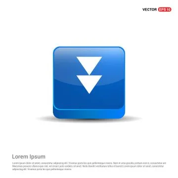 Down Arrow Icon - 3d Blue Button Stock Illustration