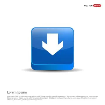 Down Arrow Icon - 3d Blue Button Ilustración de archivo