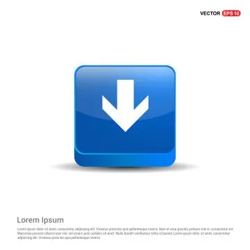 Down Arrow Icon - 3d Blue Button Stock Illustration