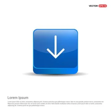 Down Arrow Icon - 3d Blue Button Illustrazione stock