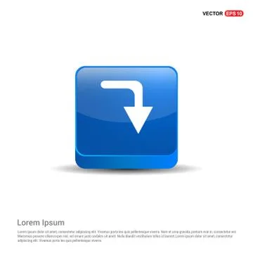 Down Arrow Icon - 3d Blue Button Ilustración de archivo