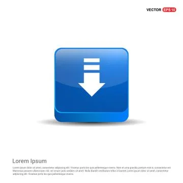 Down Arrow Icon - 3d Blue Button 스톡 일러스트