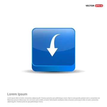 Down Arrow Icon - 3d Blue Button 스톡 일러스트