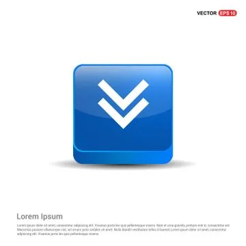 Down Arrow Icon - 3d Blue Button Illustrazione stock