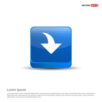 Down Arrow Icon - 3d Blue Button Stock Illustration