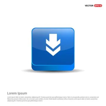 Down Arrow Icon - 3d Blue Button Illustrazione stock