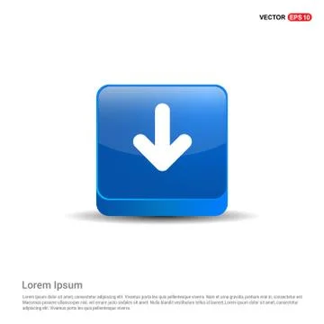 Down Arrow Icon - 3d Blue Button Stock Illustration