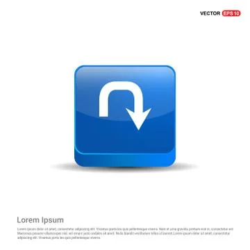 Down Arrow Icon - 3d Blue Button Stock Illustration