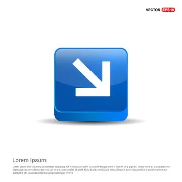 Down Arrow Icon - 3d Blue Button Stock Illustration