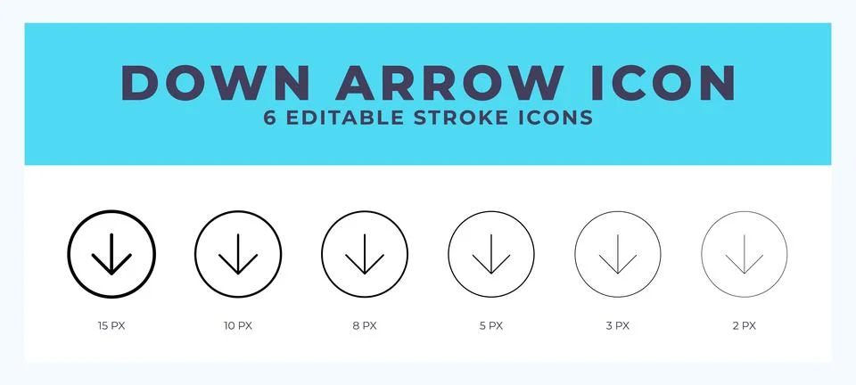 Down arrow icon illustration vector with editable stroke. Illustrazione stock