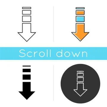Down arrow icon. Internet page browsing, website pointer. Way direction indic イラスト素材