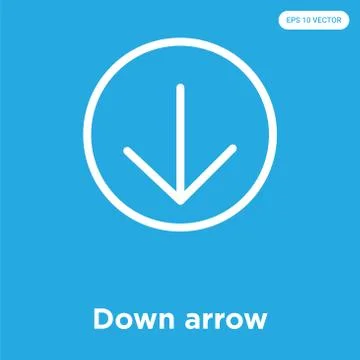 Down arrow icon isolated on blue background Free Stock Illustration