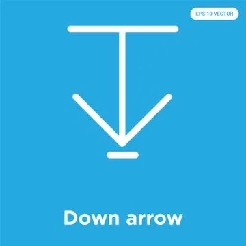Down arrow icon isolated on blue background 무료 스톡 일러스트