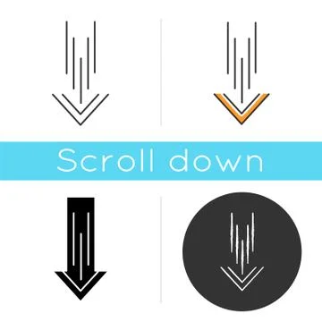 Down arrow icon. Scrolldown interface navigational button. Swipe down gesture Stock Illustration