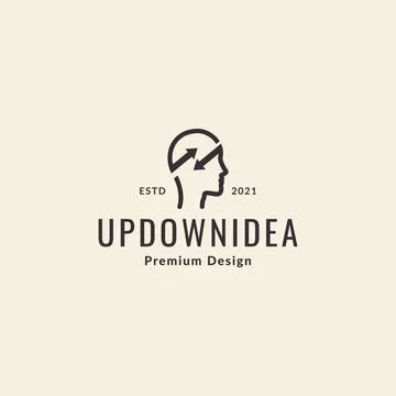 Up down arrow idea human head logo symbol icon vector graphic design illust.. Stock Illustration