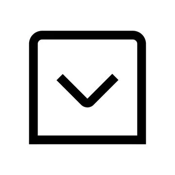 Down arrow inside a square box icon for user interface navigation Stock Illustration