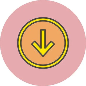 Down Arrow Line Filled Circle Icon Stock Illustration