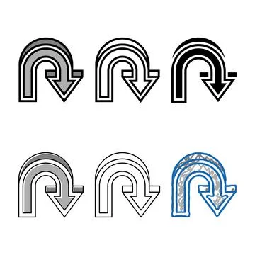 Down arrow multistyle color icon vector Stock Illustration