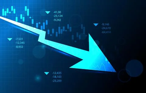 Down Arrow Negative Candle Graph Chart Depreciation Currency Economic Recessi Stock Illustration