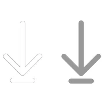 Down arrow or load symbol  the grey color icon . Stock Illustration