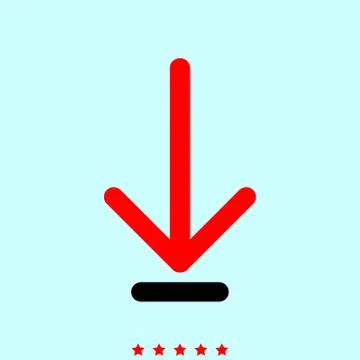 Down arrow or load symbol  it is color icon . Stock Illustration