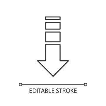 Down arrow pixel perfect linear icon. Internet page browsing, website pointer Illustrazione stock