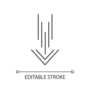 Down arrow pixel perfect linear icon. Scrolldown interface navigational butto Ilustração Stock