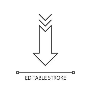 Down arrow pixel perfect linear icon. Scrolldown gesture, interface navigatio 스톡 일러스트