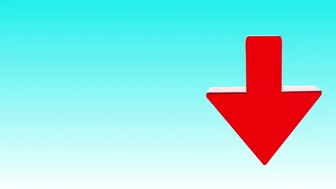 Down arrow - Pointer - 3D animation on a blue background - Icon Stock Footage 168143626