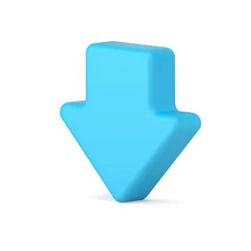 Down arrow pointer downward navigation isometric button blue 3d icon realis.. Stockillustratie