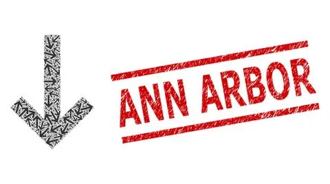 Down Arrow Recursion Composition of Down Arrow Items and Distress Ann Arbor Stock Illustration