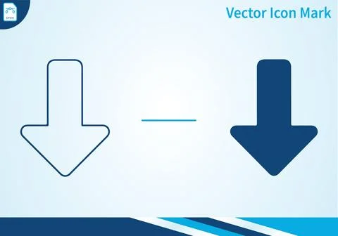 Down arrow solid and outline icon set. Ilustración de archivo