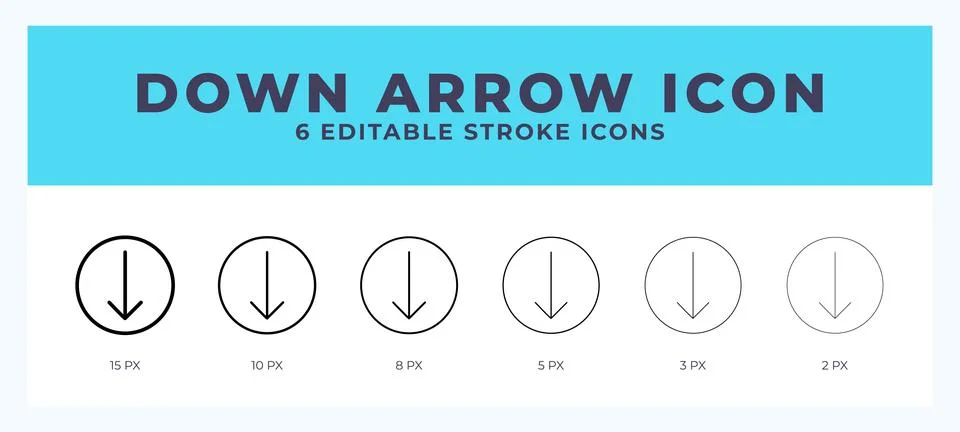 Down arrow stroke icon for web. Mobile apps and ui. Stock Illustration