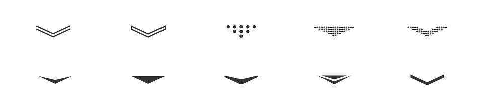 Down arrow swipe set black and line icon. Vector isolated illustration Illustrazione stock
