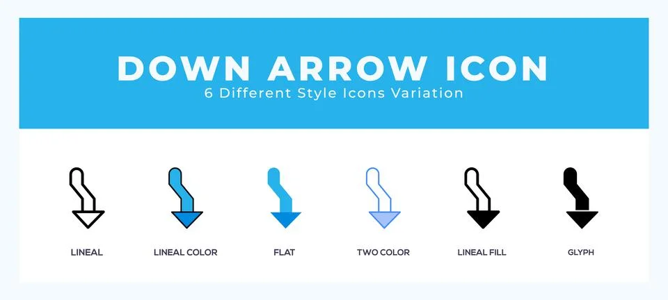 Down arrow vector icon. with different styles vector illustration. Stock Illustration