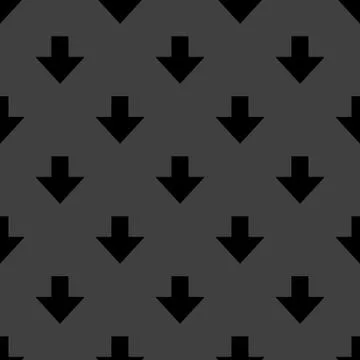 Down Arrow web icon. flat design. Seamless gray pattern. Stock Illustration