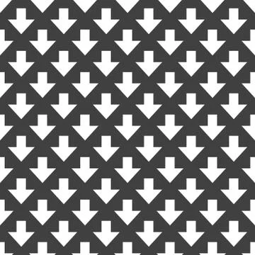 Down Arrow web icon. flat design. Seamless gray pattern. Stock Illustration