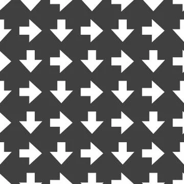 Down Arrow web icon. flat design. Seamless gray pattern. Stock Illustration