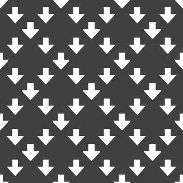 Down Arrow web icon. flat design. Seamless gray pattern. 스톡 일러스트