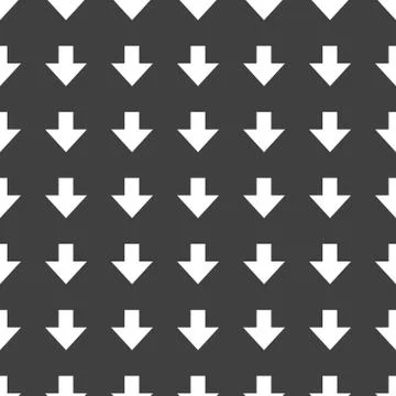 Down Arrow web icon. flat design. Seamless gray pattern. Stock Illustration