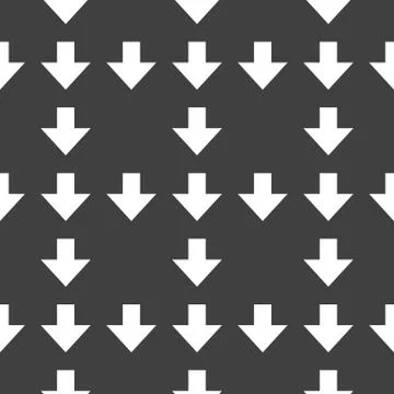 Down Arrow web icon. flat design. Seamless gray pattern. Stock Illustration