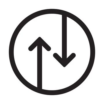 Up down arrows icon inside the circle. upward, downward business logo two-way Stock Illustration