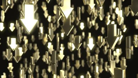 Down arrows symbols background. Decrease or shrink concepts. 3D rendering Stock Illustration