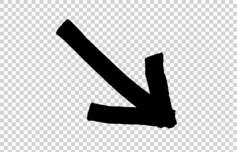 Down black thick arrow icon isolated. Curved graph falling down side, clipart Illustrazione stock