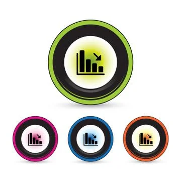 Down button icon set Stock Illustration