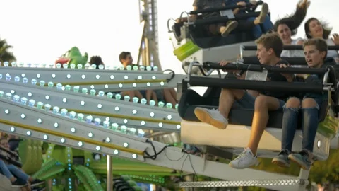Up Down Carousel Ride in Amusement Park Video stock 88467943